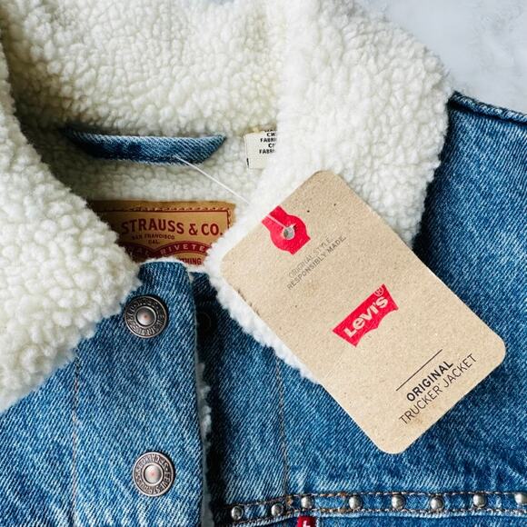 Levi's Womens Stellar Sherpa Trucker Denim Jean Jacket Size XS NEW $108 Classic - Picture 5 of 10